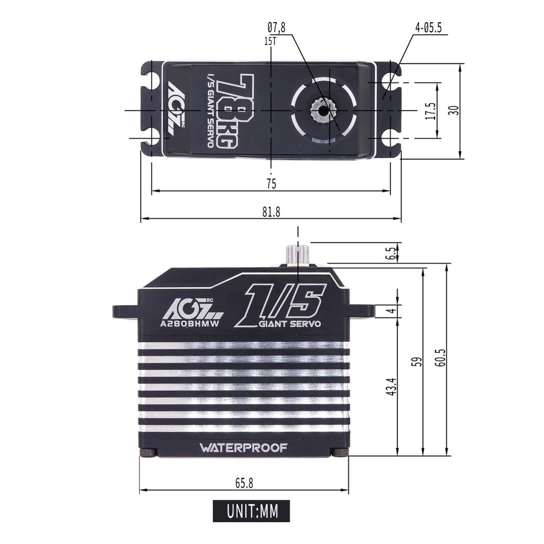 AGFRC Brushless 78KG Billet Servo - A280BHMW