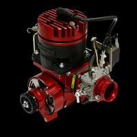Red and black engine on a black background