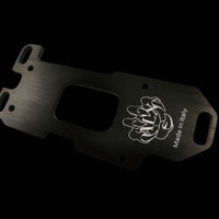 Black mcd engine mount with a logo and 'Made in Italy' text on a black background