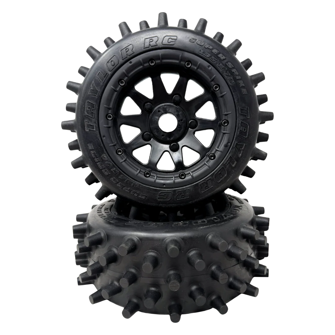 Taylor 195mm Super Spike Wheel Tyres Pre-Mounted 24mm hex (2pcs)