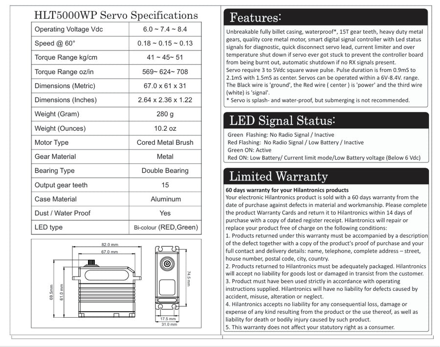 Hilatronics  5000 Super High Torque Digital Servo