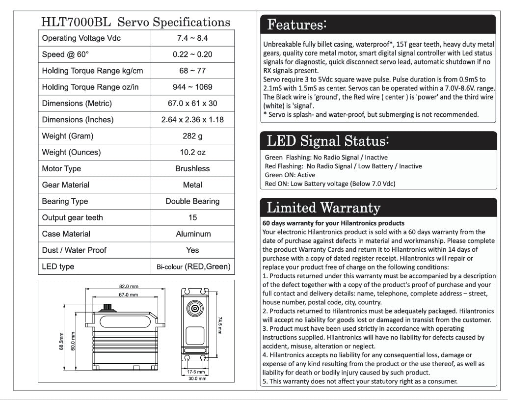 Hilatronics  7000 Super High Torque Digital Servo