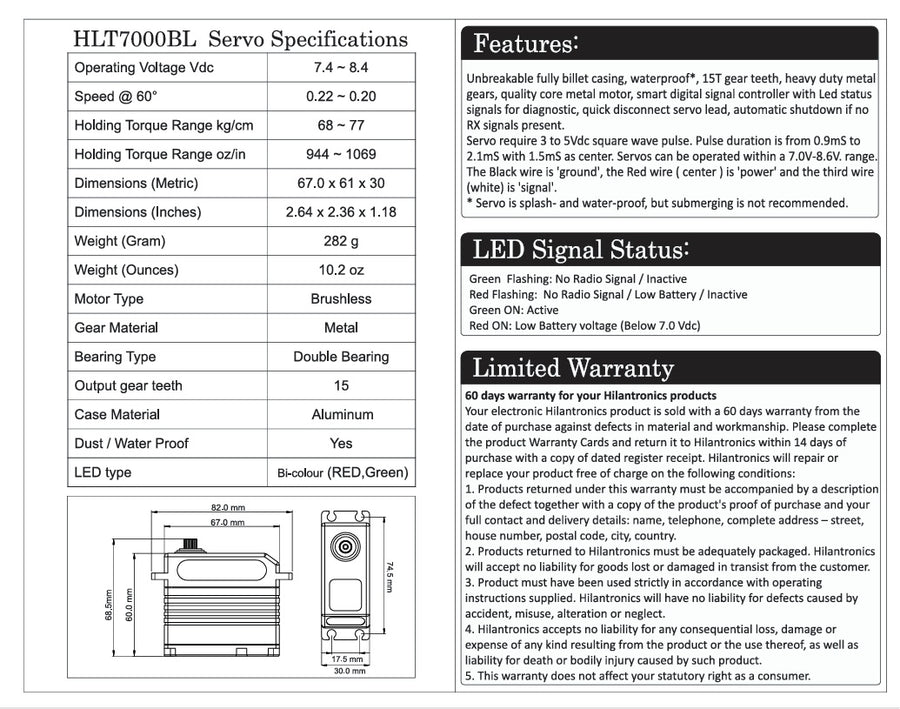 Hilatronics  7000 Super High Torque Digital Servo