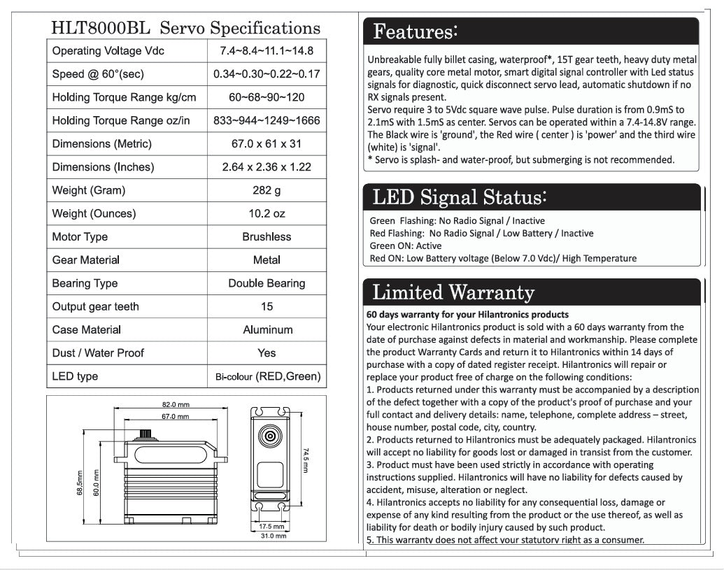 Hilatronics  8000 Super High Torque Digital Servo