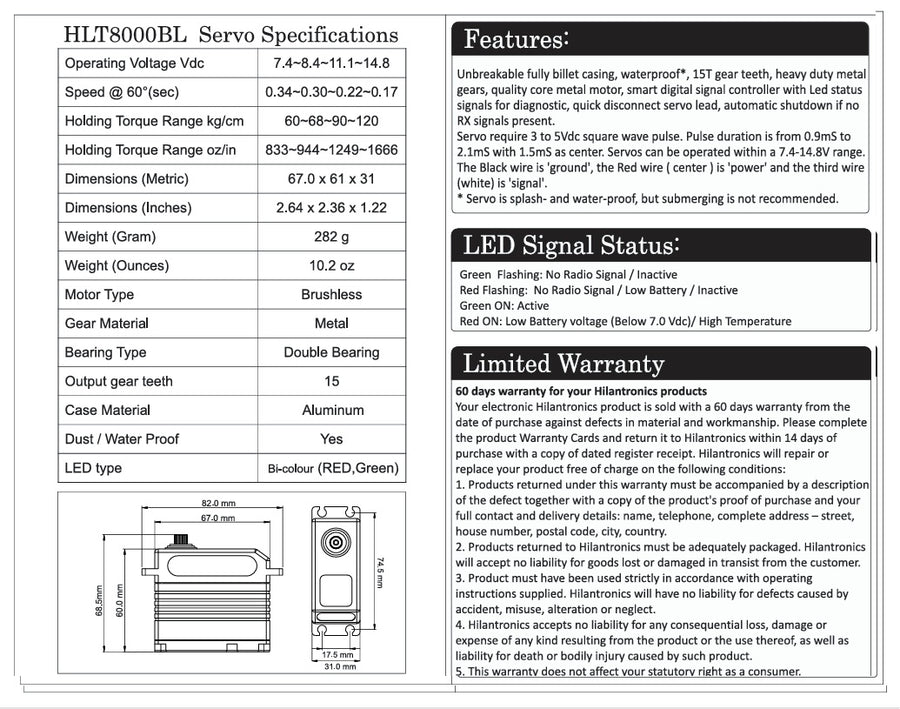 Hilatronics  8000 Super High Torque Digital Servo