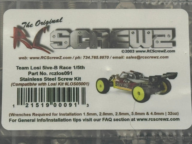 RCSCREWZ Complete Stainless Steel bolt kit for Losi 5iveB (TLR)