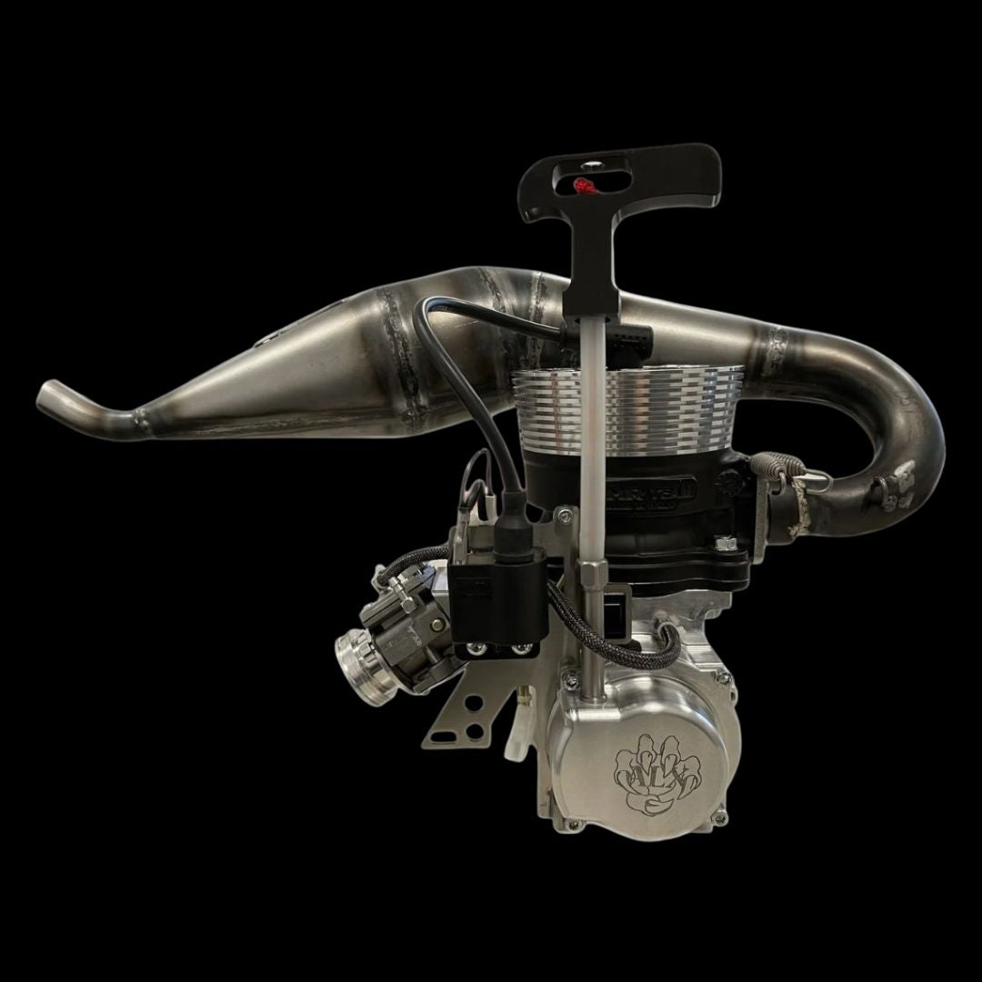 Engine or motor assembly on a black background