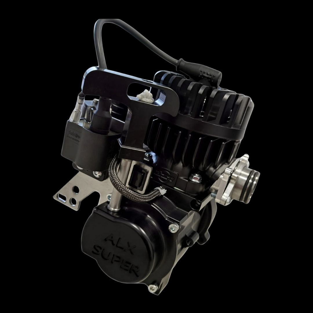 Black and silver mechanical component with &