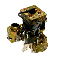 Camouflage-patterned mechanical engine block on a white background