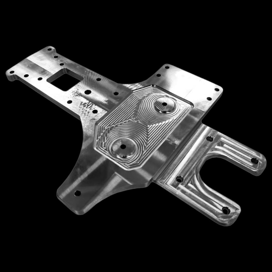 Metallic mechanical component on a black background