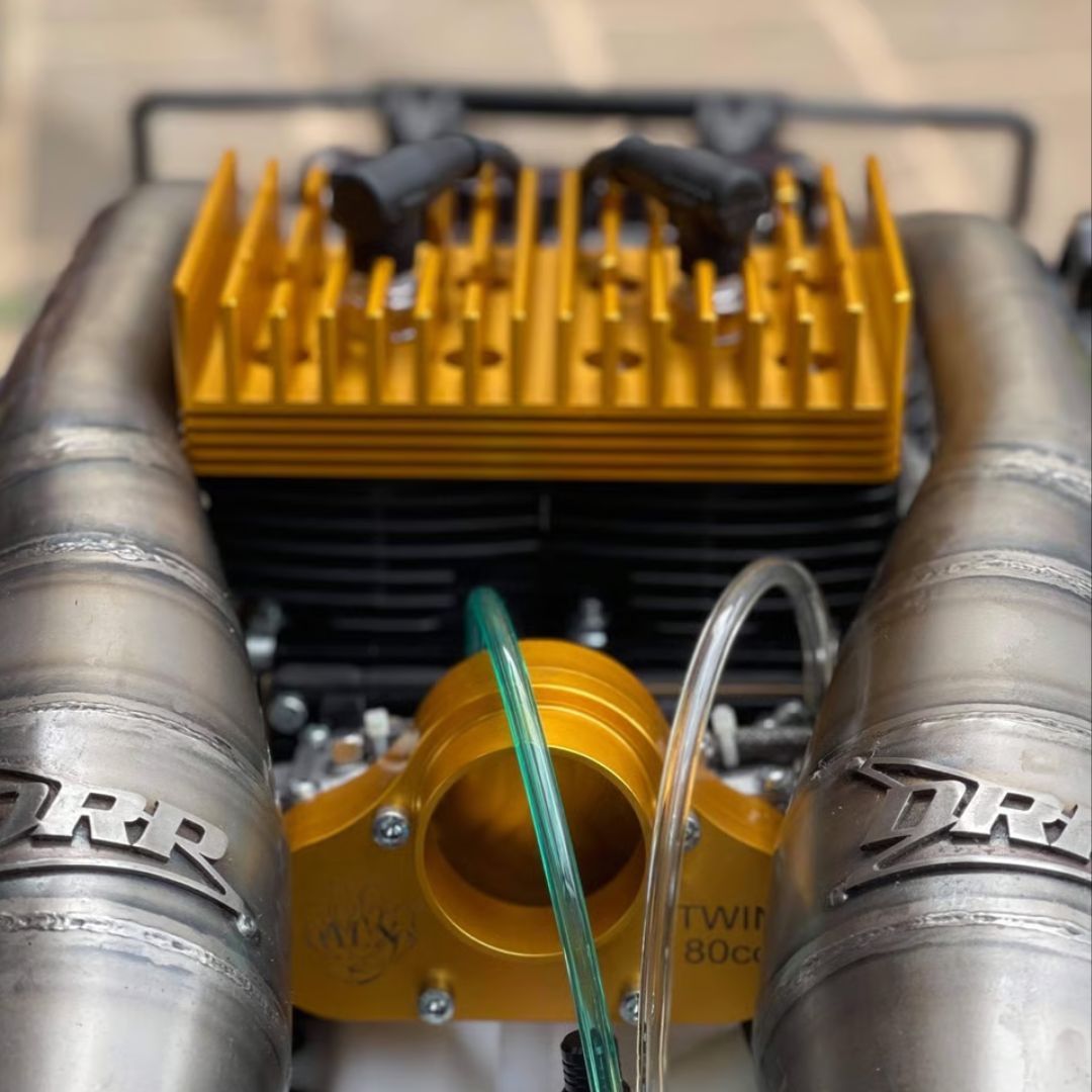 Close-up of a high-performance engine with &