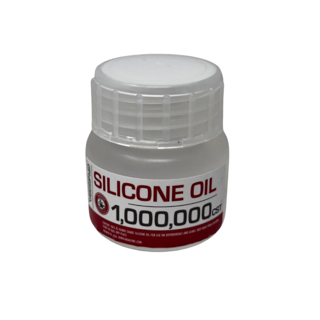Jar of silicone oil with a label indicating &