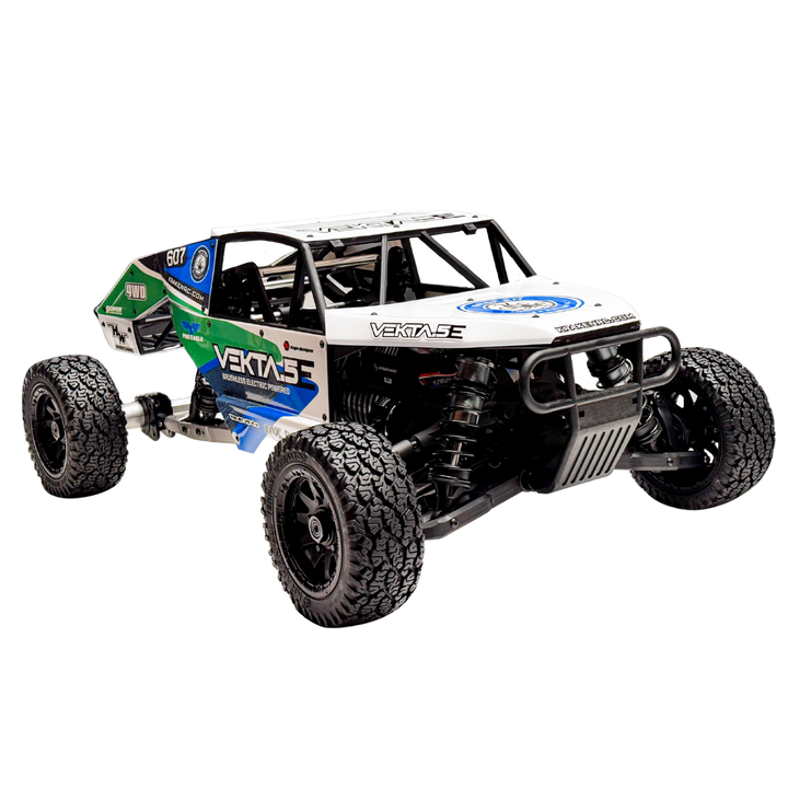 Model of a remote control off-road vehicle with visible branding on a white background