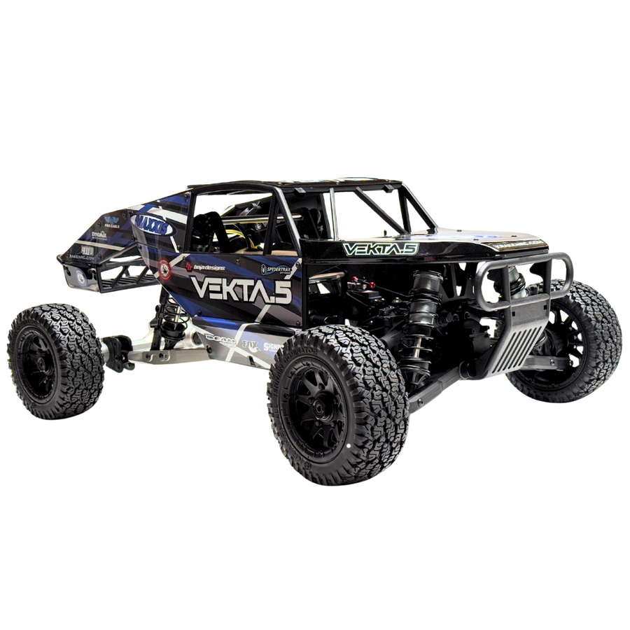 Black and blue off-road vehicle with 'Vekta' branding on a white background