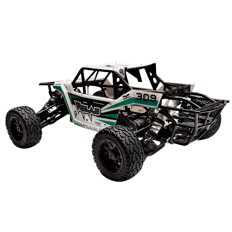 Model of a remote control car on a white background