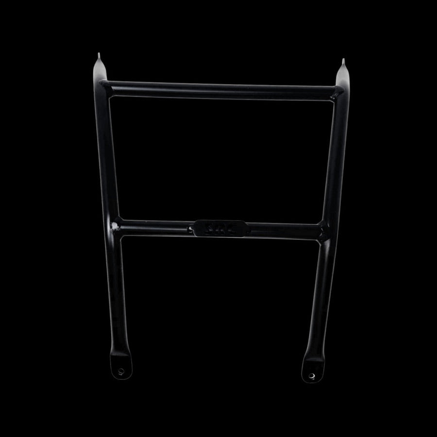 Black metal bracket on a black background