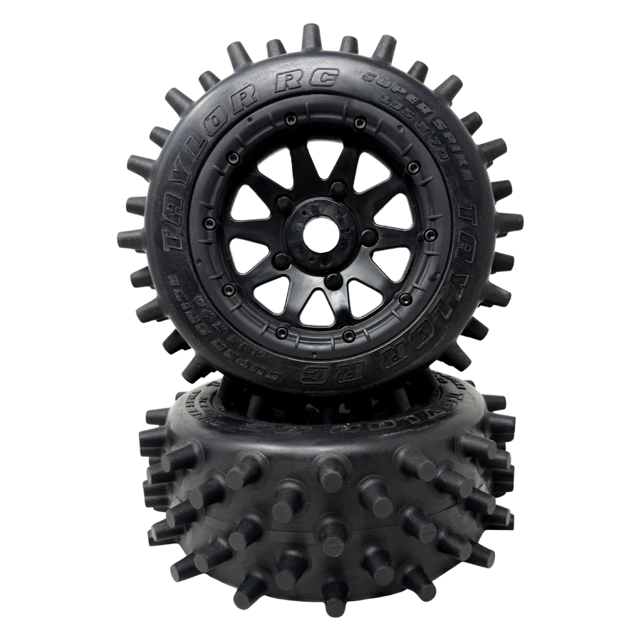 Taylor 195mm Super Spike Wheel Tyres Pre-Mounted 24mm hex (2pcs)
