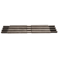 Set of four metal rods stacked on a white background